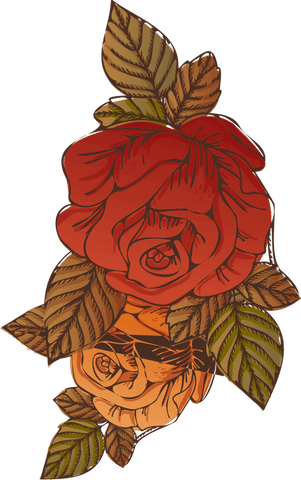Elegant Dual Roses with Leaves on Transparent Background