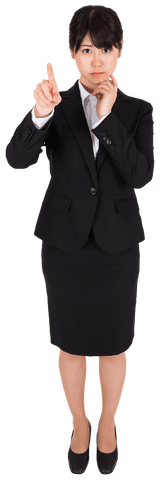 Focused Asian Businesswoman With Serious Gesture on Transparent Background