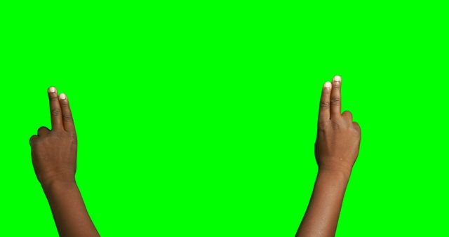 Two Hands Raised with Green Screen Background - Download Free Stock Images Pikwizard.com