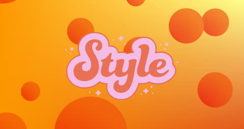 Animated Style Text on Vibrant Orange Background with Dynamic Circles