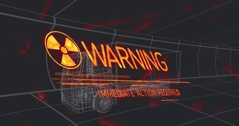 3D Warning Alert over Grid Background with Car Model