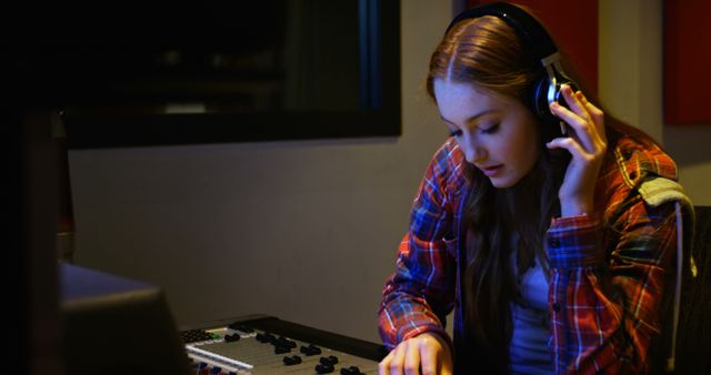 Young Female Sound Engineer Working in Recording Studio - Download Free Stock Images Pikwizard.com