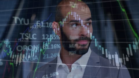 Business Professional Analyzing Digital Stock Market Projections