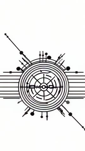 Rotating Geometric Target with Pulsing Nodes and Shifting Lines Vertical Motion Loop