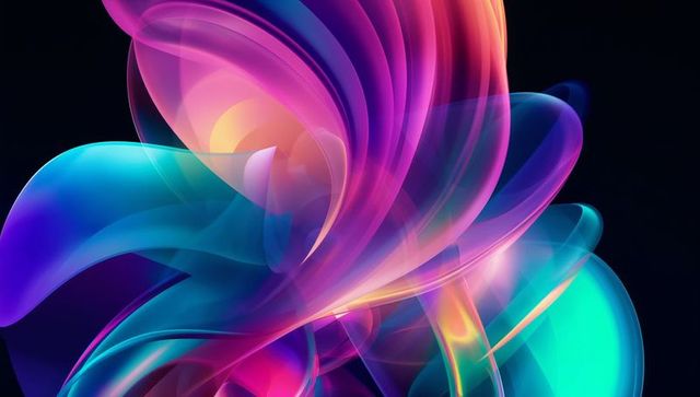 Vibrant Neon Swirl Abstract with Fluid Motion