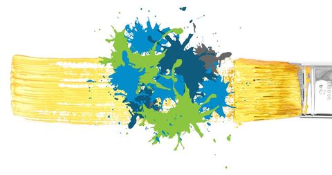 Colorful Paint Splashes with Brush on White Background - Download Free Stock Images Pikwizard.com