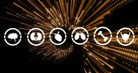 Digital medical icons with futuristic network lines