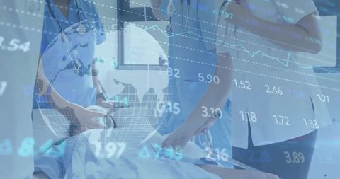 Global Healthcare Trends: Doctors with Patient and Data Interface