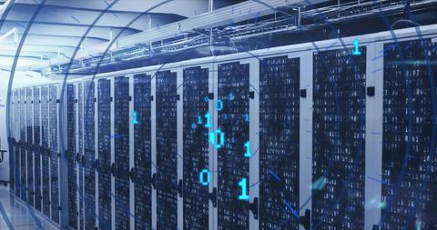 Innovative Data Center with Digital Binary Code Interface - Download Free Stock Images Pikwizard.com