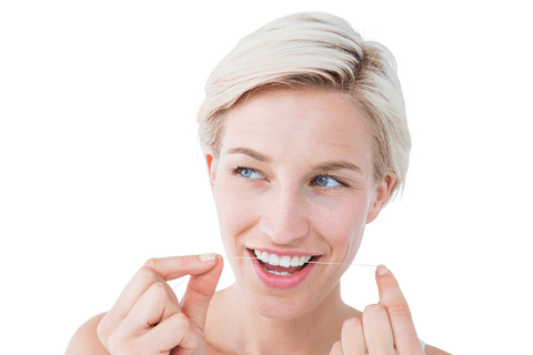 happy caucasian woman flossing teeth on transparent background - Download Free Stock Videos Pikwizard.com