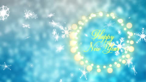 Festive Happy New Year Text with Snowflakes