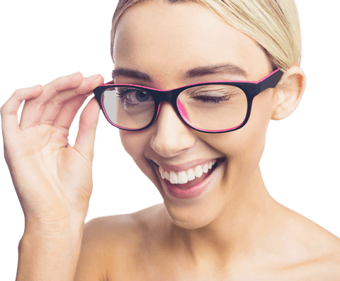 Playful Woman Winking Transparent Background Portrait