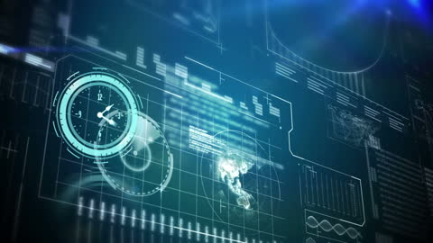 Abstract Digital Interface with Clock and Global Data Visualization