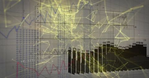 Abstract financial data visualization with graphs and chart analysis