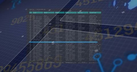 Digital interface displaying code with network and user data