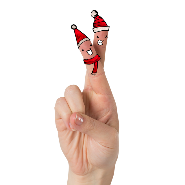 Caricature Christmas Fingers with Santa Hats on Transparent Background - Download Free Stock Videos Pikwizard.com