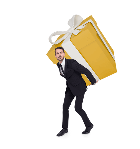 businessman carrying massive transparent yellow gift box - Download Free Stock Videos Pikwizard.com