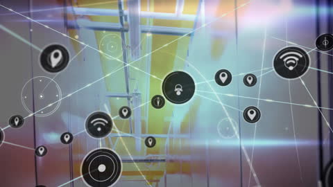 Digital Connectivity Concept with Network Icons and Lens Flares