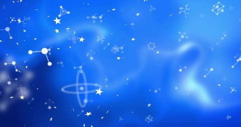 Glowing blue cosmic network background showing constellations, stars, nebula glow