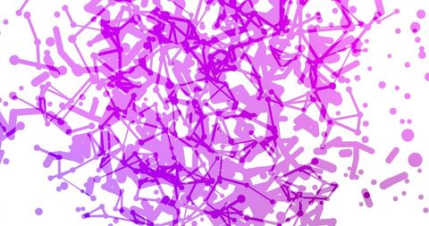 Abstract Geometric Shapes and Lines in Purple on White Background