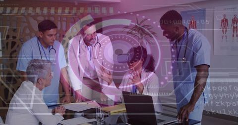 Doctor leading virtual reality clinical simulation with multidisciplinary team collaboration