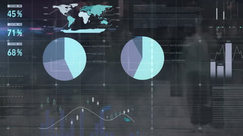 Digital Data Display with Moving Statistics and Global Map