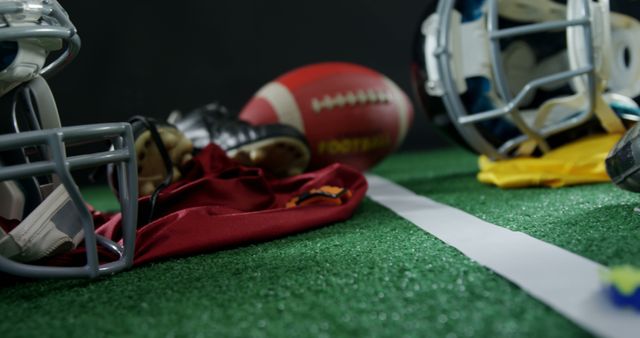 Close-up of various sports equipment on artificial turf 4k - Download Free Stock Photos Pikwizard.com