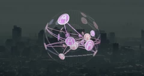 Digital Innovation as Network Sphere Over Futuristic Cityscape