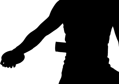 Silhouette of man in sporty pose on transparent background