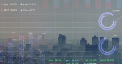 Digital Financial Data Overlaying Cityscape Illustration - Download Free Stock Images Pikwizard.com