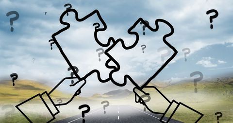 National puzzle day concept art with question marks