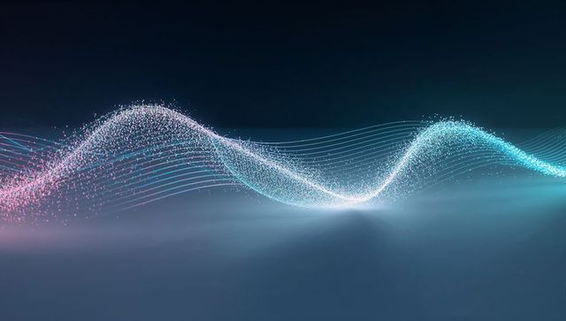 AI-Generated Glowing Particle Wave with Futuristic Vibrancy