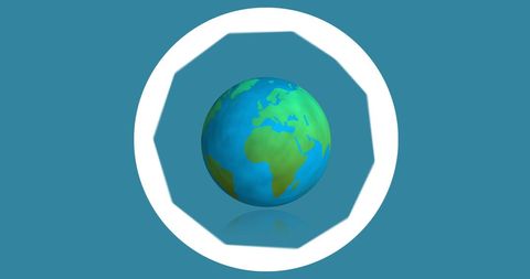 Camera Lens Diaphragm Icon Over Globe on Blue Background - Download Free Stock Images Pikwizard.com