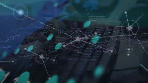 Digital Networks and Stock Market Display in Futuristic Cityscape