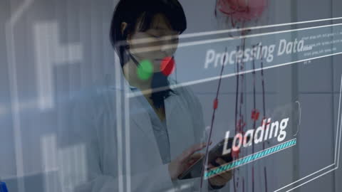 Businesswoman Analyzing Data Using Futuristic Interface