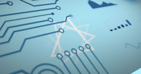 Rotating Triangles with Circuit Elements on Blue Background - Download Free Stock Images Pikwizard.com