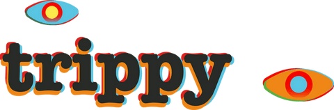 Psychedelic trippy word art with vibrant eyes transparent