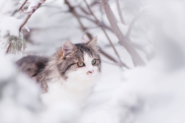 View of Cat in Snow - Download Free Stock Photos Pikwizard.com