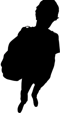 Silhouette of man with bag on transparent background