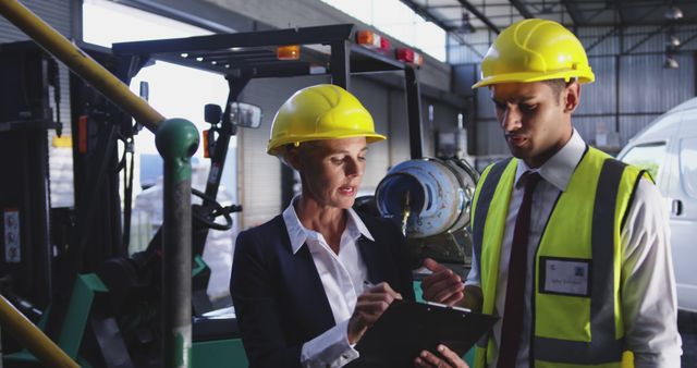 Factory Supervisor Discussing Work with Engineer - Download Free Stock Images Pikwizard.com