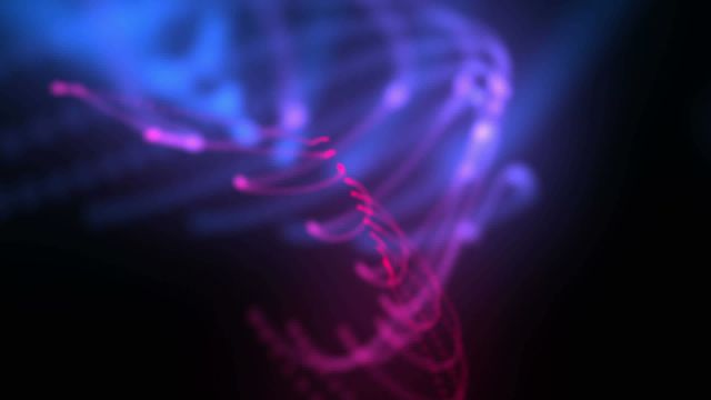 This vibrant neon abstract video featuring waves in motion is ideal for digital interfaces, technological presentations, and modern design backgrounds. The glowing light pattern can be used in marketing materials, promotional visuals, and creative projects needing a futuristic touch.