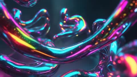 Futuristic Glossy Tubular Form with Vibrant Gleaming Colors