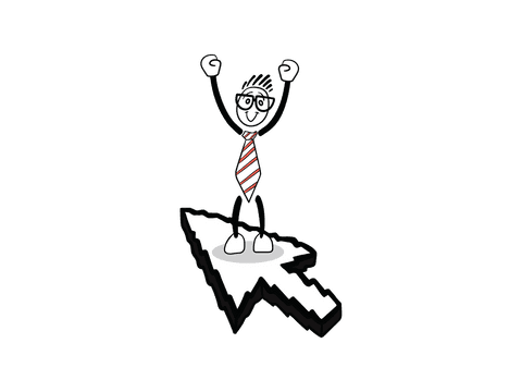 Cartoon Figure Celebrating Success Standing on Transparent Arrow - Download Free Stock Videos Pikwizard.com