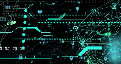 Futuristic Digital Interface with Random Icons and Data Streams - Download Free Stock Images Pikwizard.com