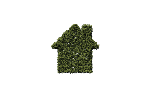 Transparent grass house symbol with foliage texture