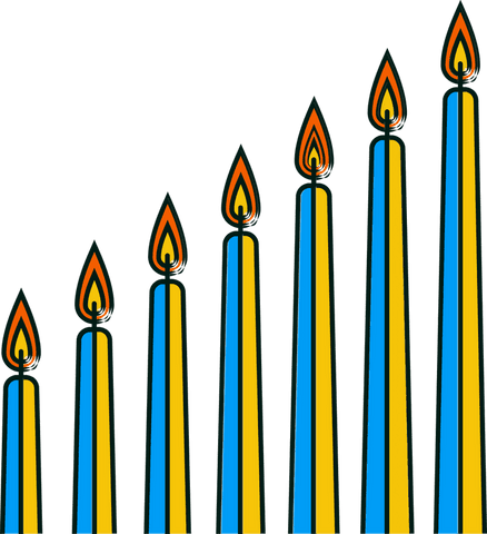 Seven Blue and Yellow Taper Candles on Transparent Background - Download Free Stock Videos Pikwizard.com