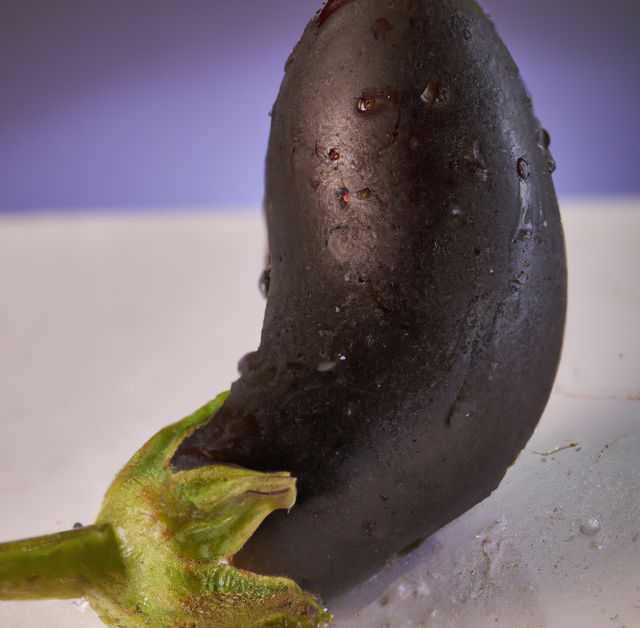 Close up of eggplant on purple background created using generative ai technology. Vegetables, food and nutrition concept, digitally generated image.