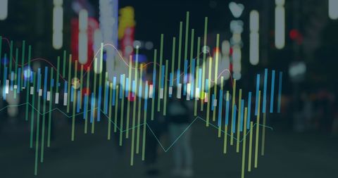 Financial Data Processing Against Vibrant Cityscape Background