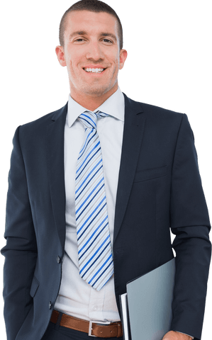 confident caucasian businessman holding folder on transparent background - Download Free Stock Videos Pikwizard.com