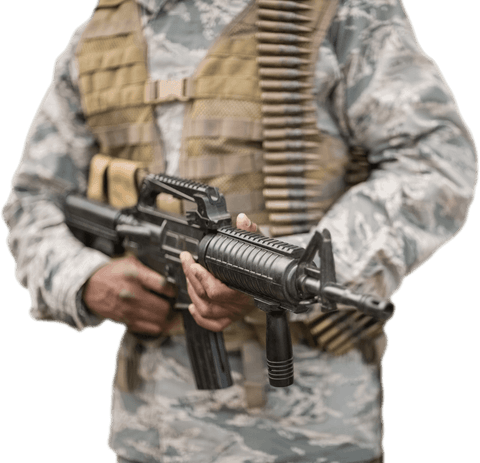 military soldier holding rifle with ammunition belt transparent background - Download Free Stock Videos Pikwizard.com